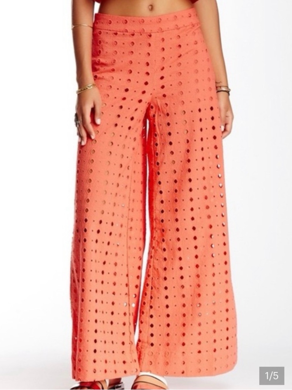 Free People Wide Leg eyelet Pants with Flowy Design